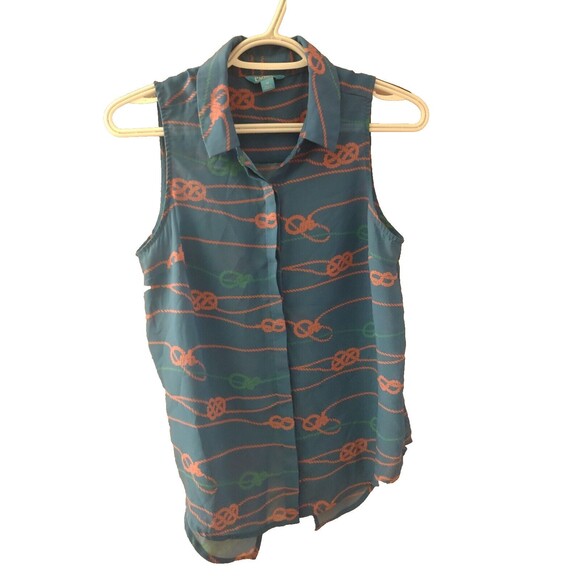 Nanette Lepore Tops - L’amour Nanette Lepore Women’s Sleeveless Blouse Nautical Print Blue Size M